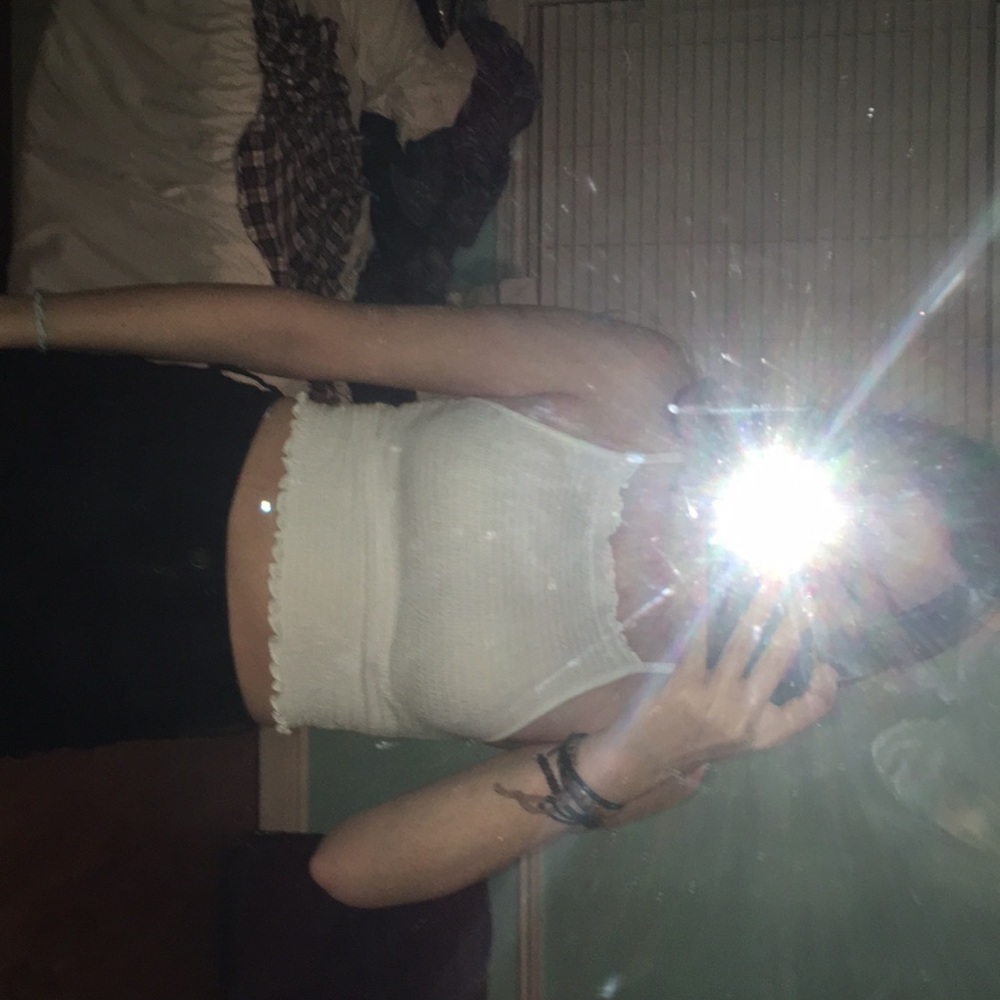 White smocked crop top